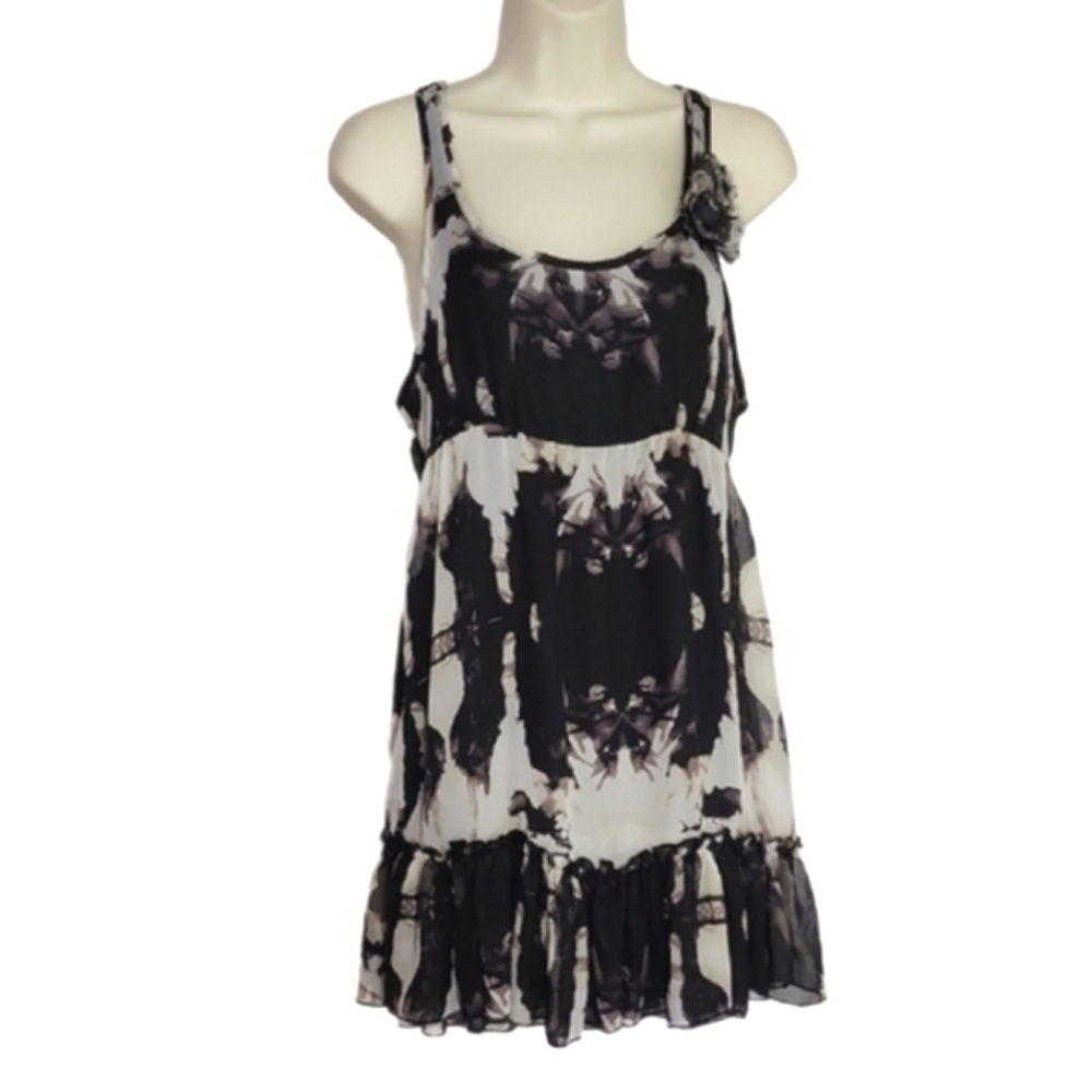 MYTh Dress Fuax Floral Detail Sleeveless Black  Black Size S